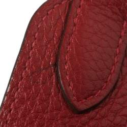 Pre Owned Hermes Rouge Vif Taurillon Clemence Leather Gold Hardware Lindy 34 Bag