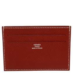 مملوكة مسبقًا Hermés Brique/Vert Foncé Epson Leather Citizen Twill Card Holder