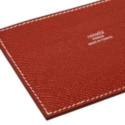 مملوكة مسبقًا Hermés Brique/Vert Foncé Epson Leather Citizen Twill Card Holder