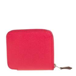 Pre Owned Hermes Bougainvillea Epsom Calfskin Silk'In Compact Wallet