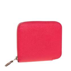 Pre Owned Hermes Bougainvillea Epsom Calfskin Silk'In Compact Wallet