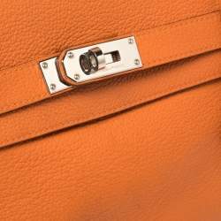 Hermes Orange Taurillon Clemence Leather Palladium Hardware Shoulder Kelly 42 Bag