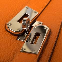 Hermes Orange Taurillon Clemence Leather Palladium Hardware Shoulder Kelly 42 Bag