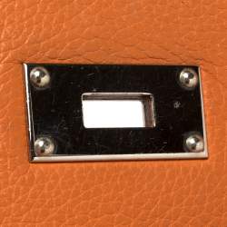 Hermes Orange Taurillon Clemence Leather Palladium Hardware Shoulder Kelly 42 Bag