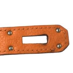 Hermes Orange Taurillon Clemence Leather Palladium Hardware Shoulder Kelly 42 Bag