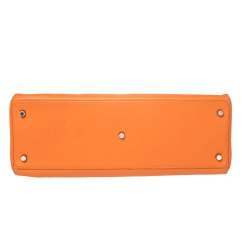 Hermes Orange Taurillon Clemence Leather Palladium Hardware Shoulder Kelly 42 Bag