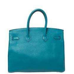 Hermes Cobalt Taurillion Clemence Leather Gold Hardware Birkin 35 Bag
