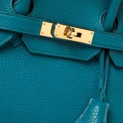 Hermes Cobalt Taurillion Clemence Leather Gold Hardware Birkin 35 Bag
