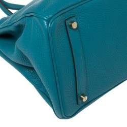 Hermes Cobalt Taurillion Clemence Leather Gold Hardware Birkin 35 Bag