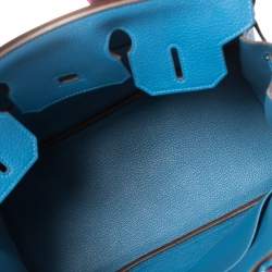 Hermes Blue Birkin	Izmir Clemence Leather Gold Hardware Birkin 30 Bag with Twilly