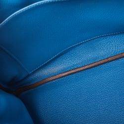 Hermes Blue Birkin	Izmir Clemence Leather Gold Hardware Birkin 30 Bag with Twilly