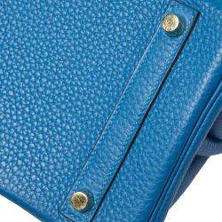 Hermes Blue Birkin	Izmir Clemence Leather Gold Hardware Birkin 30 Bag with Twilly