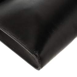 Pre Owned Hermes Black Box Calf Leather Palladium Hardware Kelly Longue Clutch 34
