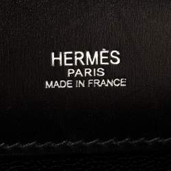 Pre Owned Hermes Black Box Calf Leather Palladium Hardware Kelly Longue Clutch 34