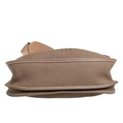Pre Owned Hermes Taupe Grey Togo Leather Evelyne III PM Bag
