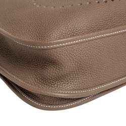 Pre Owned Hermes Taupe Grey Togo Leather Evelyne III PM Bag