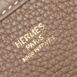Pre Owned Hermes Taupe Grey Togo Leather Evelyne III PM Bag