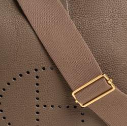Pre Owned Hermes Taupe Grey Togo Leather Evelyne III PM Bag
