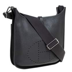 Pre Owned Hermes Prunoir Taurillon Clemence Leather Evelyne III PM Bag