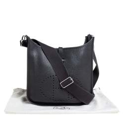 Pre Owned Hermes Prunoir Taurillon Clemence Leather Evelyne III PM Bag