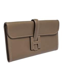 Pre Owned Hermes Etoupe Swift Leather Elan Jige 29 Clutch