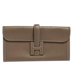Hermes Jige Elan 29 Calfskin Leather Clutch Wallet Trench