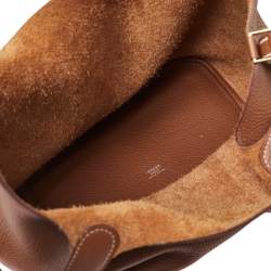 Pre Owned Hermes Gold Clemence Leather Gold Hardware Picotin Lock 22 Bag