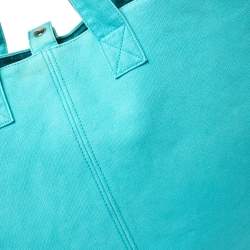 Pre Owned Hermes Blue Atoll Canvas Beach Tote