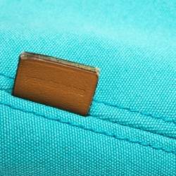 Pre Owned Hermes Blue Atoll Canvas Beach Tote