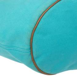 Pre Owned Hermes Blue Atoll Canvas Beach Tote