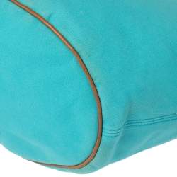 Pre Owned Hermes Blue Atoll Canvas Beach Tote