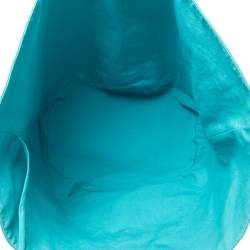 Pre Owned Hermes Blue Atoll Canvas Beach Tote