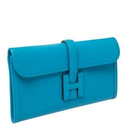 Pre Owned Hermés Bleu Zanzibar Chevre Leather Elan Jige 29 Clutch