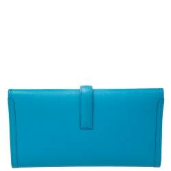 Pre Owned Hermés Bleu Zanzibar Chevre Leather Elan Jige 29 Clutch