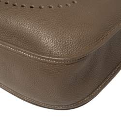 Pre Owned Hermes Etoupe Togo Leather Evelyne III GM Bag