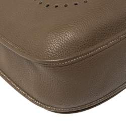 Pre Owned Hermes Etoupe Togo Leather Evelyne III GM Bag