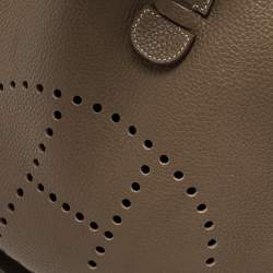 Pre Owned Hermes Etoupe Togo Leather Evelyne III GM Bag