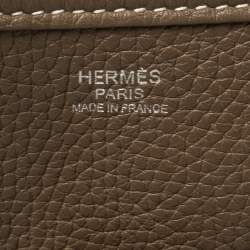 Pre Owned Hermes Etoupe Togo Leather Evelyne III GM Bag