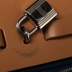 Pre Owned Hermes Bleu De Malte/Natural Canvas And Leather Herbag Zip 31 Bag