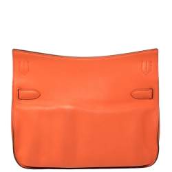Pre Owned Hermes Orange Poppy Swift Leather Palladium Hardware Jypsiere 28 Bag