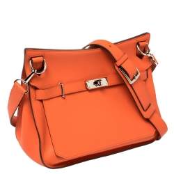 Pre Owned Hermes Orange Poppy Swift Leather Palladium Hardware Jypsiere 28 Bag