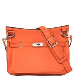 Pre Owned Hermes Orange Poppy Swift Leather Palladium Hardware Jypsiere 28 Bag