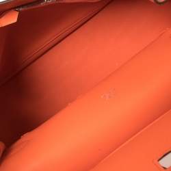 Pre Owned Hermes Orange Poppy Swift Leather Palladium Hardware Jypsiere 28 Bag