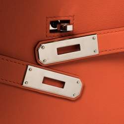 Pre Owned Hermes Orange Poppy Swift Leather Palladium Hardware Jypsiere 28 Bag