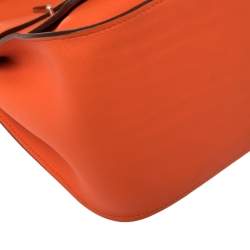 Pre Owned Hermes Orange Poppy Swift Leather Palladium Hardware Jypsiere 28 Bag