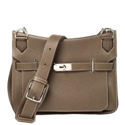 Pre Owned Hermes Etoupe Taurillon Clemence Leather Palladium Hardware Jypsiere 31 Bag