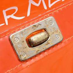 Pre Owned Hermes Orange Vinyl Kelly Tote Bag