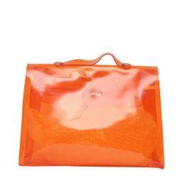 Pre Owned Hermes Orange Vinyl Kelly Tote Bag