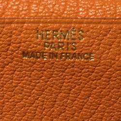 Pre Owned Hermes Noisette/Orange Chevre Leather Bearn Gusset Wallet