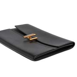Pre Owned Hermes Noir Veau Villandry Leather Cinhetic Clutch